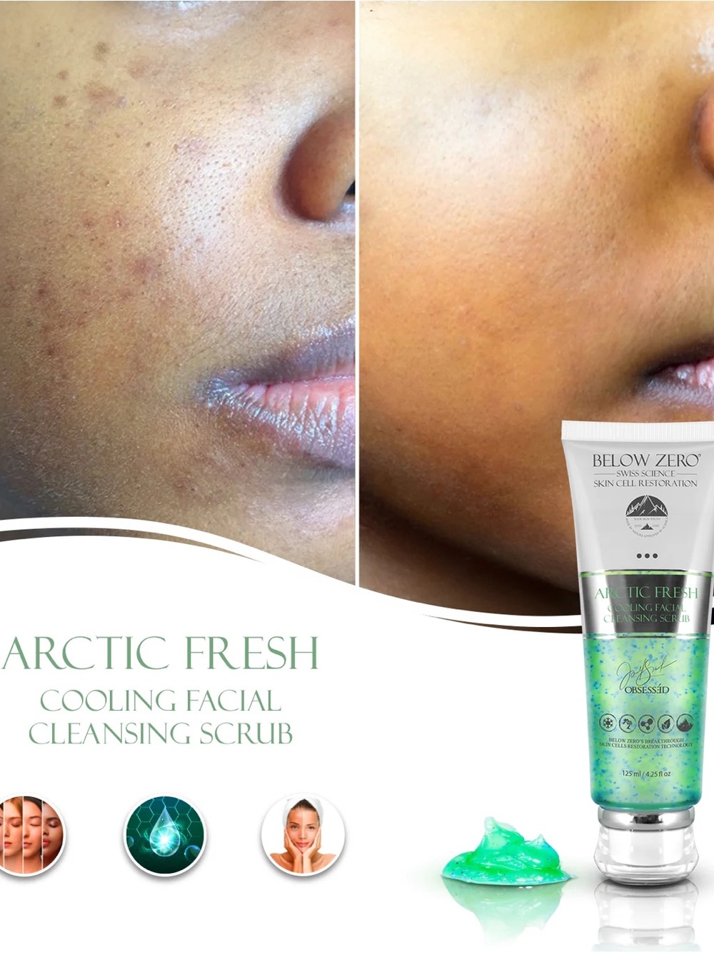 Below Zero NWOB Arctic Fresh Cooling Facial Cleansing Scrub - 125ml - Picture 6 of 6